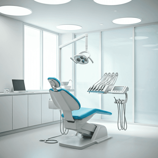 Minimalist modern medical clinic interior with clean white surfaces
